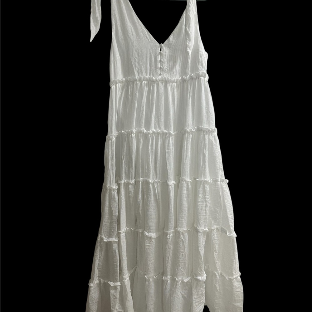 NWT Free the Roses White Tiered Ruffled Maxi Sundress - Picture 2 of 8